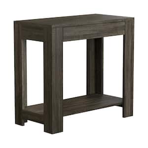 Accent Table Dark Grey Wood 1-Drawer 1-Shelf 24L