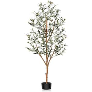 6 ft. Tall Green Artificial Olive Tree, Faux Silk Plant for Home Office Decor Indoor