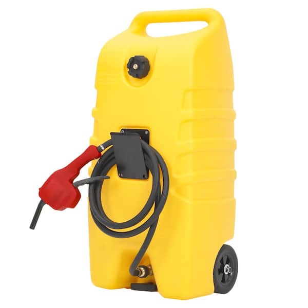 14 Gallon Fuel Caddy with Manual/12V Electric Pump, 10ft Hose & Auto Shutoff Nozzle, Portable Gas Transfer Tank