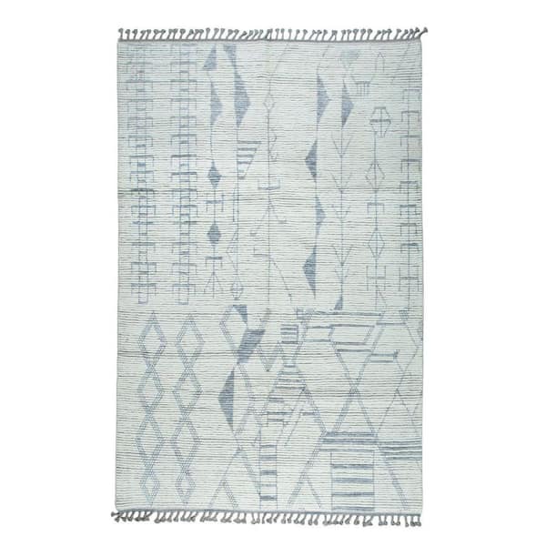 Ivory 6 ft. x 9 ft. 0.5 in. Contemporary Marrakech Hand-Knotted Wool Rug Luxurious Handspun for Stylish Home De Area Rug