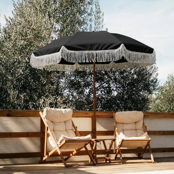 7 black patio umbrella Unbranded 7 ft. Steel Tilt Patio Umbrella in Black L08DN8HK14