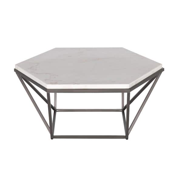 Steve Silver Corvus 36 in. White Medium Specialty Marble Coffee Table with Lift Top