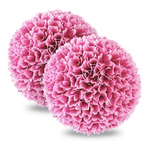 Pink 2-Pieces Artificial Plant Topiary Balls Faux Boxwood Decorative Balls