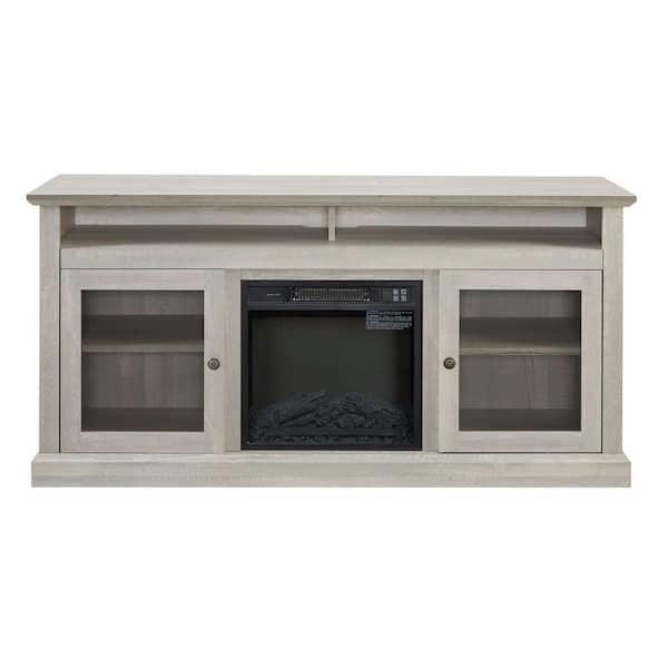60 in. Freestanding Electric Fireplace TV Stand with Open and Closed Storage Space in Gray for TV Up to 65 in.