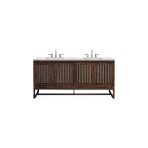 Athens 72 in. W x 23.5 in. D x 34.5 in. H Bathroom Vanity in Mid Century Acacia with Ethereal Noctis Quartz Top