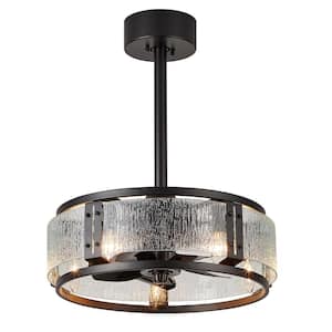 Marcot 18 in. Indoor Black Modern Glam Crystal Ceiling Fan w/Lights, 6-Speed Industrial Reversible Ceiling Fan w/Remote
