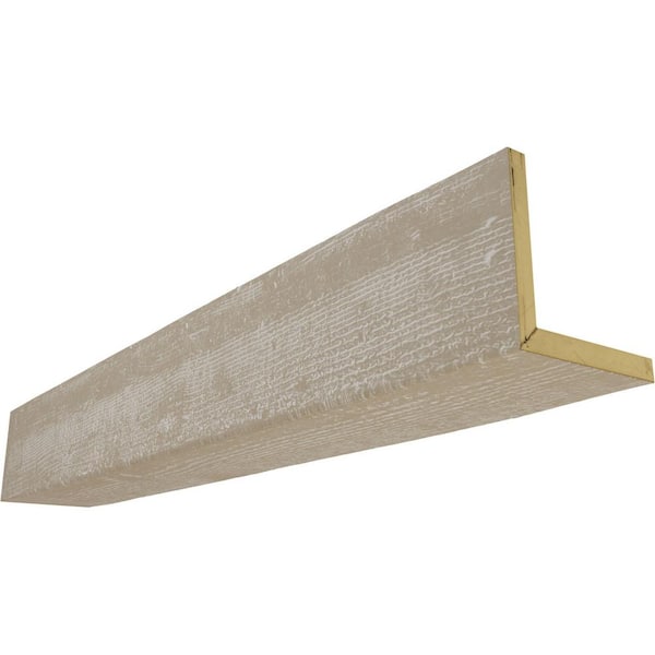 Ekena Millwork 4 in. x 4 in. x 18 ft. 2-Sided (L-Beam) Rough Sawn White Washed Faux Wood Beam