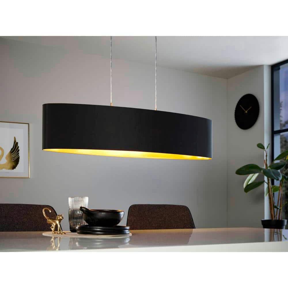 Satin Nickel Maserlo 72" Contemporary Black and Gold Pendant Light