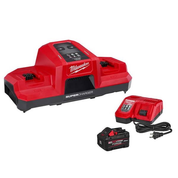 M18 18V Dual Bay Simultaneous Super Charger w/ FORGE 8. 0Ah Battery & Charger