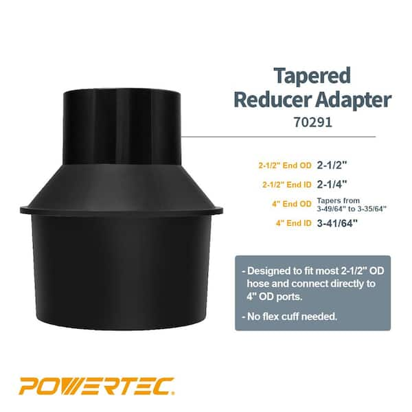 POWERTEC 4 in. to 2-1/2 in. Tapered Adapter Dust Collection Reducer Fitting 70291