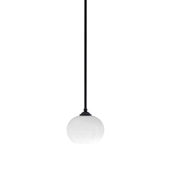 Unbranded Clevelend 100-Watt 1-Light Black Pendant Mini Pendant Light with White Muslin Glass Shade Light Bulb Not Included