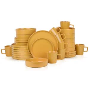 Stone Lain Cleo 32-Piece Dinnerware Set Stoneware, Service For 8, Yellow