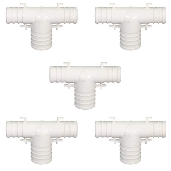PLUMBFLEX 1 in. x 1 in. x 3/4 in. Plastic PEX Poly Alloy Reducing Tee Barb Pipe Fitting (5-Pack)