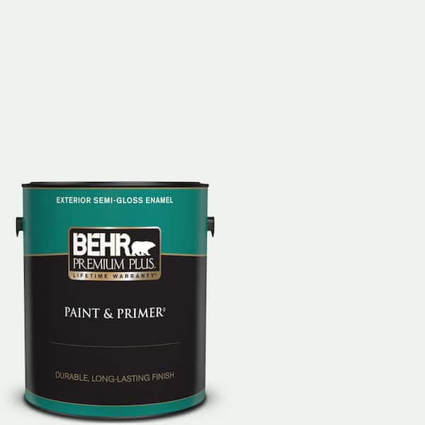 BEHR PREMIUM PLUS 1 gal. #ECC-65-2 Mineral Spring Semi-Gloss Enamel Exterior Paint & Primer