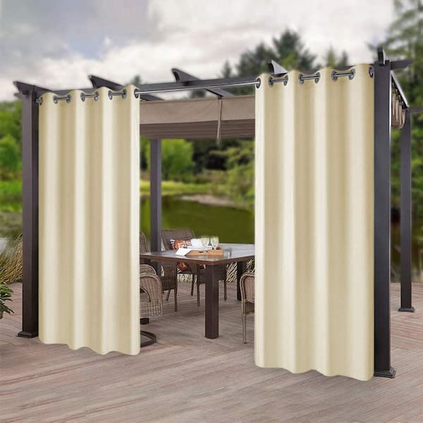 Pro Space Beige Outdoor Thermal Tab Top Blackout Curtain - 50 in. W x ...