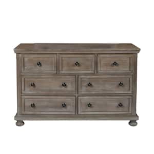 54 in. Brown 7-Drawer Wooden Dresser Without Mirror
