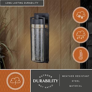 Logan 1-Light LED Bronze Cylinder Outdoor Wall Lantern Clear Glass
