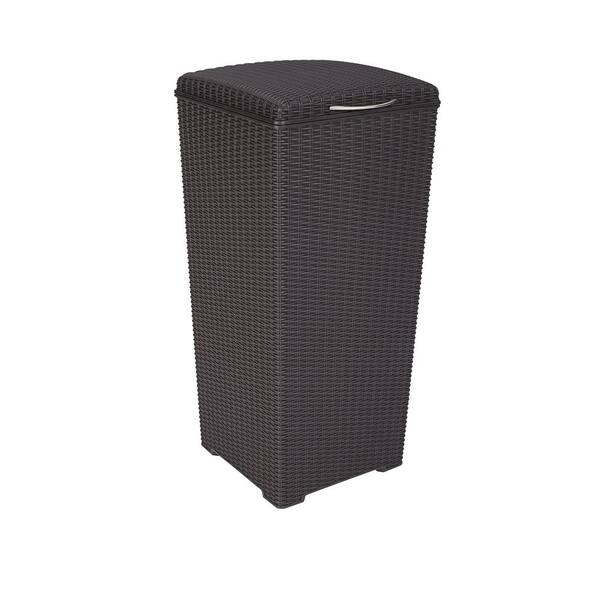 Keter 30 Gal Brown Wicker Style Plastic Trash Can 231478 The Home Depot Keter 30 Gal Brown Wicker Style, Outdoor Wicker Trash Can Home Depot