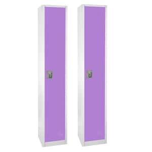 629-Series 72 in. H 1-Tier Steel Key Lock Storage Locker Free Standing Cabinets for Home, School, Gym in Purple (2-Pack)