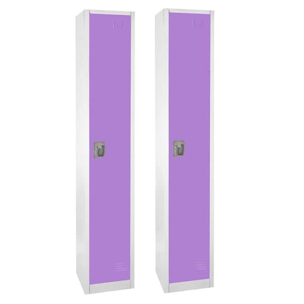 AdirOffice 629-Series 72 in. H 1-Tier Steel Key Lock Storage Locker Free Standing Cabinets for Home, School, Gym in Purple (2-Pack)