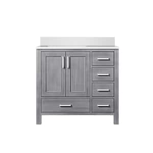 Jacques 36 in. W x 22 in. D Left Offset Distressed Grey Bath Vanity and Cultured Marble Top