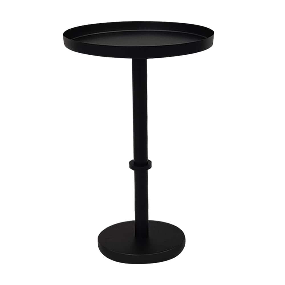 Matte Black Metal Round Tray Top Side Table