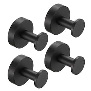 4 Pack Round Base Wall-Mount Towel Hook with Screws in Matte Black