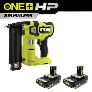 ONE+ HP 18V 18-Gauge Brushless Cordless AirStrike Brad Nailer with 2.0 Ah HIGH PERFORMANCE Batteries (2-Pack)