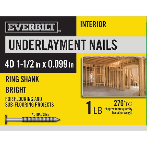Everbilt 4D 1-1/2 in. Underlayment Nails Bright 1 lb (Approximately 276 Pieces)
