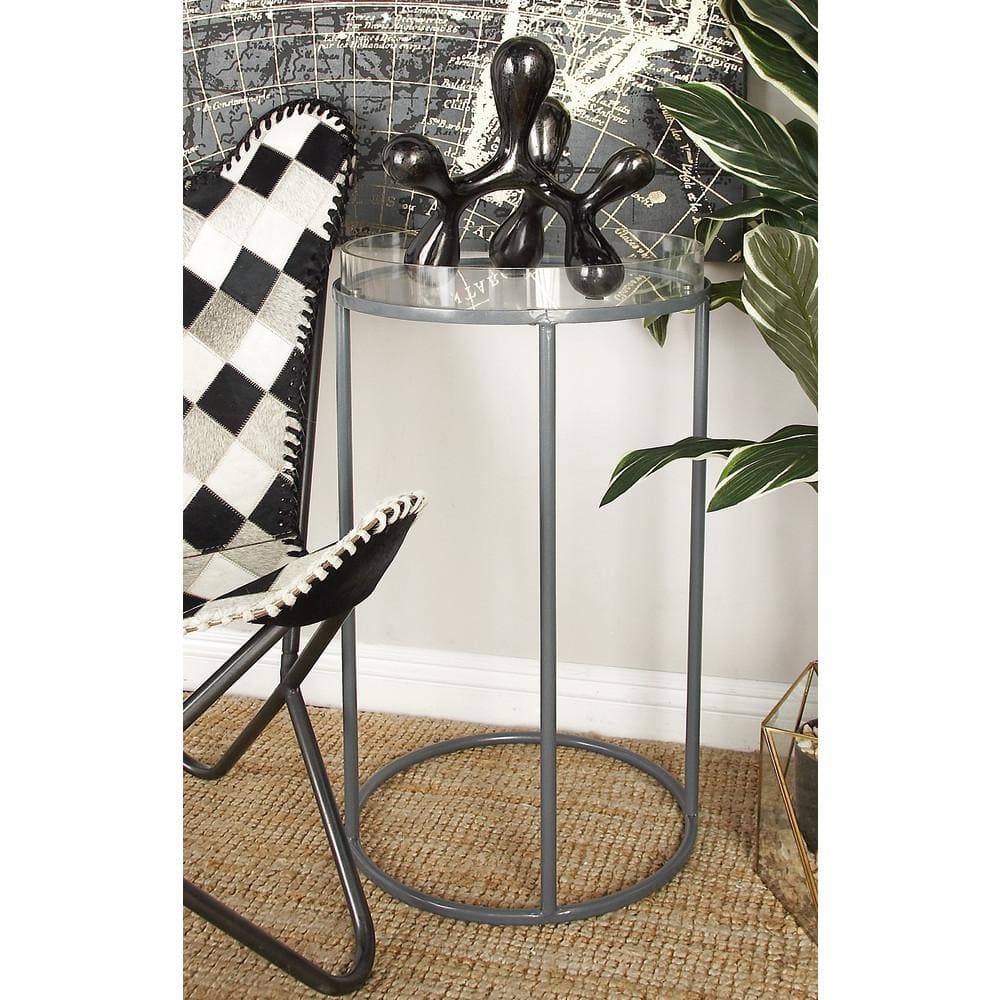 Sleek Round Acrylic Metal 16" Tray Table