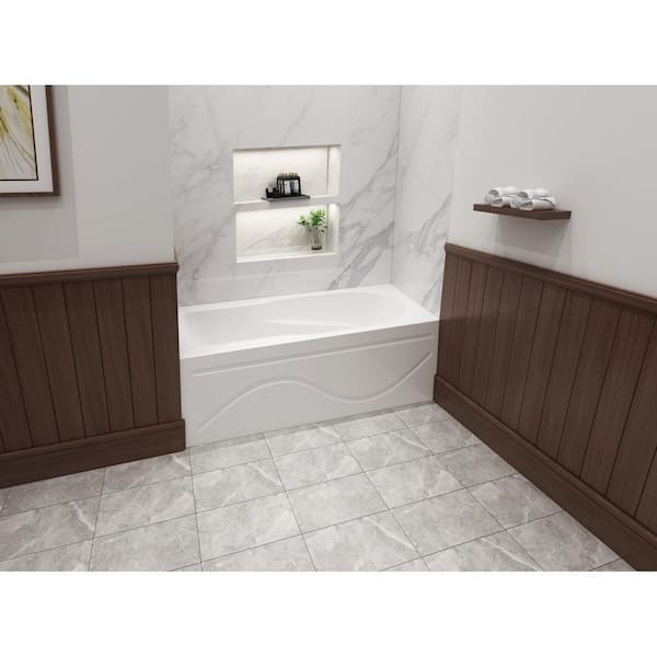 Emma 60 in. Acrylic Left-Hand Drain Rectangular Alcove Bathtub in White