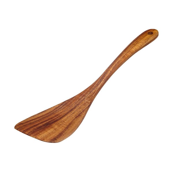 Acacia Wood Finish Nonstick Wooden Spatula Long Handle Flat Turner Handmade Ideal for Cooking Eggs Fish Pancakes