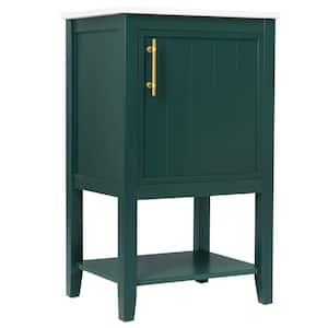 20.00 in. W x 15.50 in. D x 33.50 in. H One Sink Bath Vanity in Green with White Ceramic Top
