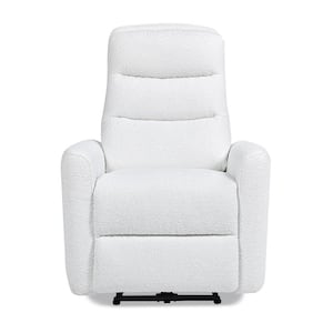 Bloomy Chiffon White Boucle Power Recliner High-Back Nursery Lounge Chair