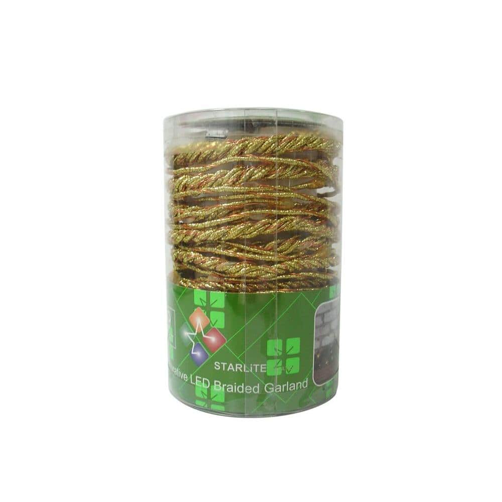 9 ft. LED Gold Battery Operated Multi Braided Garland