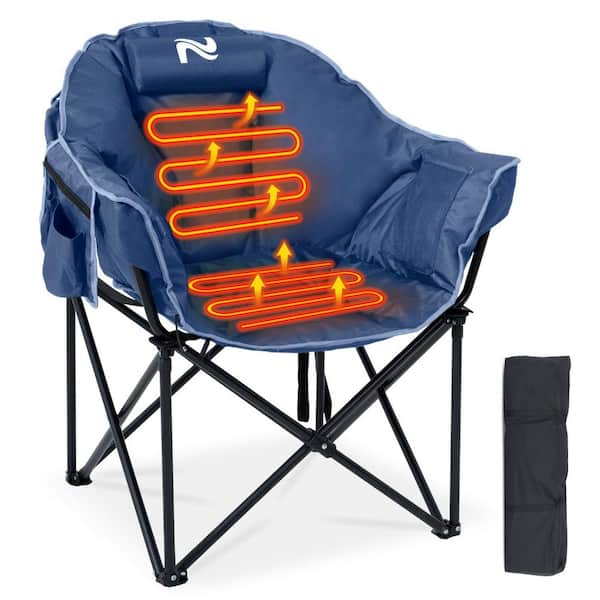 Oversized Heated Camping Chair Outdoor Portable Heated Folding Chair 3-Heat Level Folding Moon Saucer Chair for Camping
