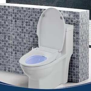 Slim Zero Non-Electric Bidet Seat for Elongated Toilets in White