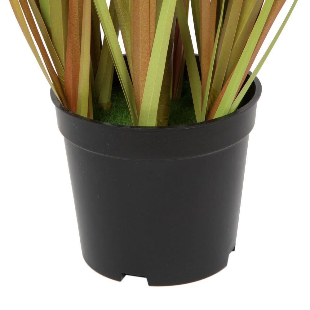 Autumnal Charm 24" Mixed Brown PVC Grass in Black Pot