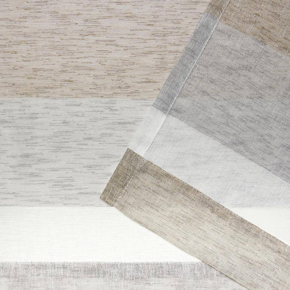 Bern Striped Light Filtering Polyester Rod Pocket Curtain Panels, 54"x96", Cafe