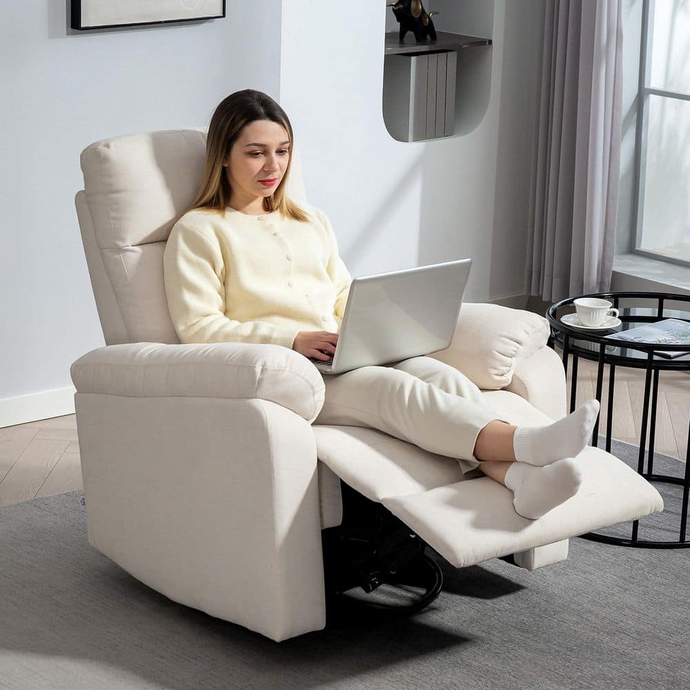 Rectangle Rocking Sofa HOMCOM Swivel Rocker Recliner Chair, Wide Rocking Sofa with Pocket ...