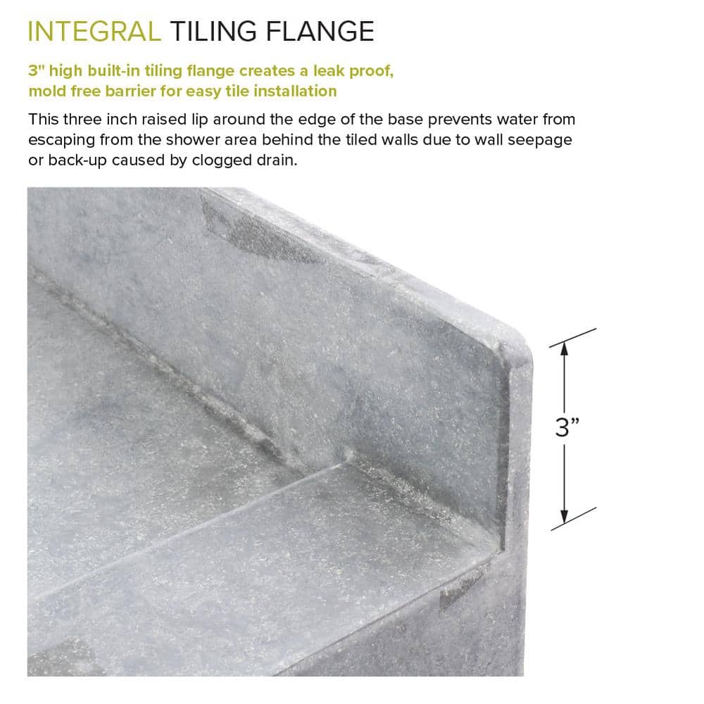 Transolid Dark Grey 60" x 32" Ready to Tile Shower Base with Center Drain