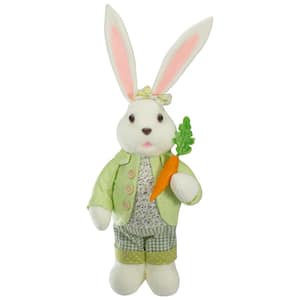 20 in. White and Green Standing Rabbit Easter Figure