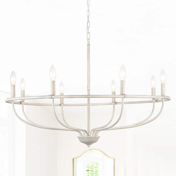 ZJVAIVE 8-Light Gray Modern Hanging Candlestick Linear Chandelier Lighting Fixture for Kitchen Island