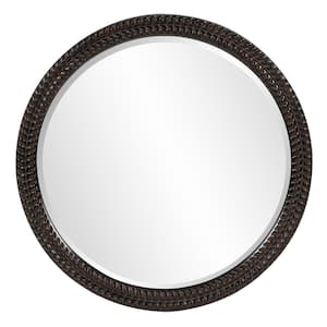Medium Round Antique Black With Bronze Beveled Glass Classic Mirror (32 in. H x 32 in. W)