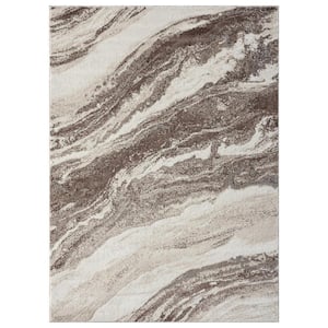 LUXE WEAVERS Lagos Collection Brown 9x12 Marble Abstarct Art Deco ...