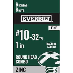 #10-32 x 1 in. Combo Round Head Zinc Plated Machine Screw (6-Pack)