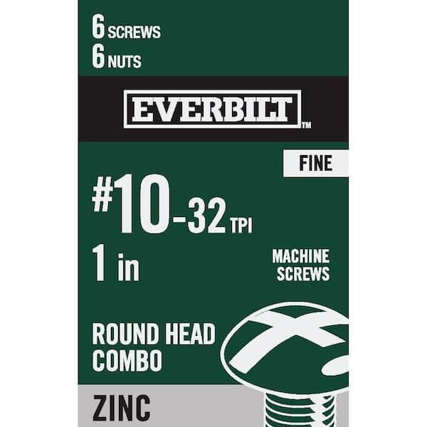 Everbilt #10-32 x 1 in. Zinc Plated Combo Round Head Machine Screw (6-Pack)