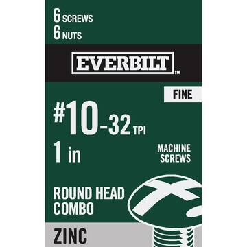 Everbilt #10-32 x 2-1/2 in. Zinc Plated Combo Round Head Machine Screw (3-Pack) 830651