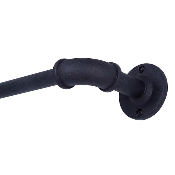Sun Zero Bronn Industrial Blackout 66 in.-120 in. Adjustable Single Wrap Around Curtain Rod 3/4 in. Diameter in Matte Black