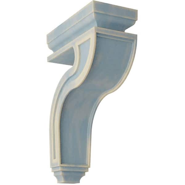 Ekena Millwork 4 in. x 13 in. x 8-1/2 in. Driftwood Blue Hollow Back Wood Vintage Decor Corbel